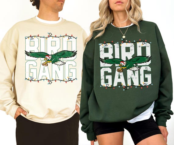 Philadelphia Bird Gang Christmas Shirt or Sweatshirt | Holiday Football Lights Tee | Retro Green Game Day Sweatshirt | Philly Fan Gift Top