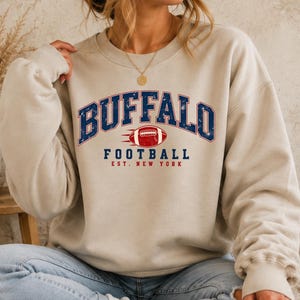 Buffalo Football Sweatshirt, Vintage New York Game Day Crewneck, Retro Football Shirt, Sunday Sports Fan Pullover Gift