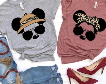 Disney Leopard Bandana Shirt, Disney Mickey Safari Shirt, Minnie Glasses Shirt, Disney Leopard Minnie Shirt, Mickey Minnie Animal Kingdom Te