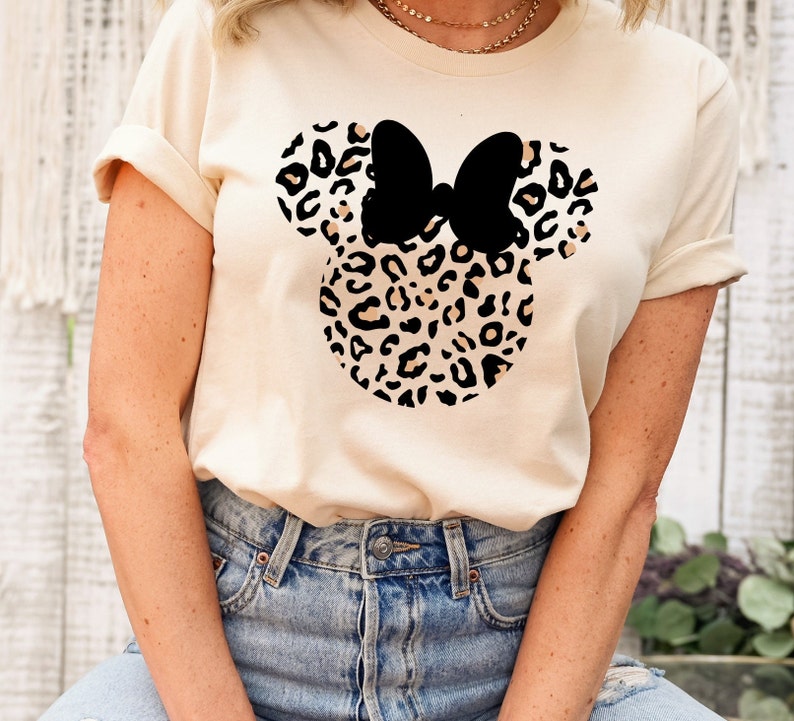 Leopard print Minnie shirt, Animal Kingdom shirt, women's Disney shirt, animal print Minnie women's shirt, unisex fit image 1