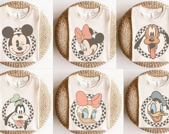 Retro Disney Shirts, Mickey Checkered Shirt, Disney Family Shirts, Minnie Mouse Tees, Vintage Disney Tee, Disneyland, Disneyworld Shirts