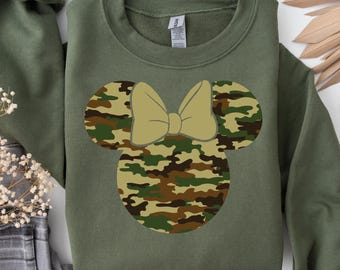 Minnie Mouse Camo Sweatshirt: Women's Coquette Bow Shirt
