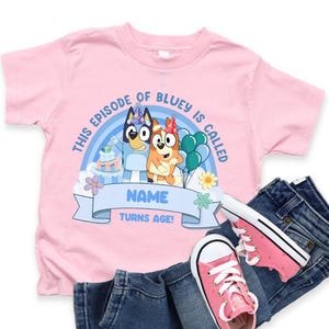 Custom Birthday Girl Shirt Personalized Birthday Party Shirt Birthday Girl Shirts Cute Birthday Shirt Cute Blue Dog Tee Birthday Toddler Tee