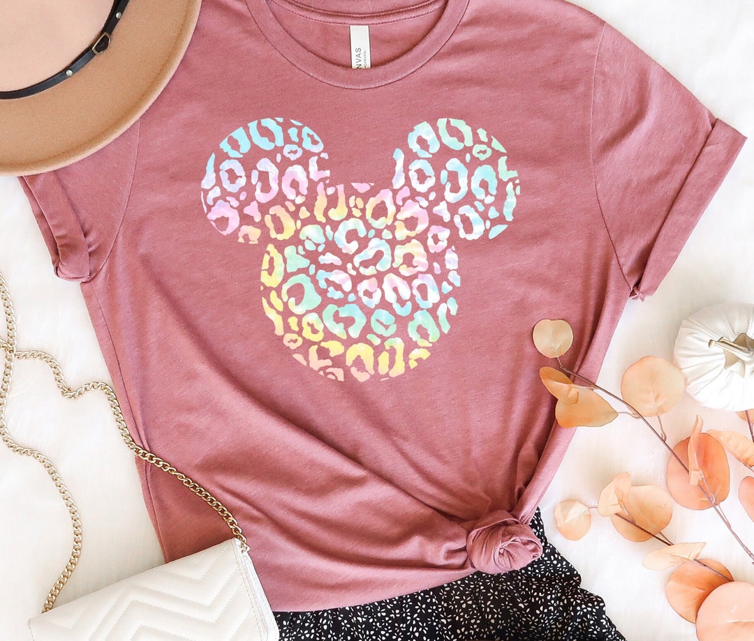 Rainbow Leopard Print Mickey Shirt, Animal Kingdom Shirt, Women's