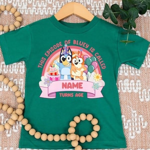 Custom Birthday Girl Shirt Personalized Birthday Party Shirt Birthday Girl Shirts Cute Birthday Shirt Cute Blue Dog Tee Birthday Toddler Tee