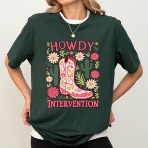 Howdy Intervention Shirt, Western Teacher Shirt, Reading Intervention Tee, Cowgirl Teacher Shirt, School Staff Gift, Retro Floral Boot Tee