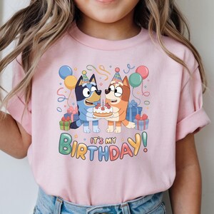 Personalized Blue Dog Birthday Shirt  – Blue Dog Party Shirt for Boys or Girls – Kids Birthday Outfit – Blue Theme Tee