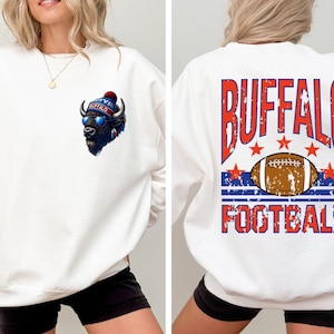 Retro Buffalo Football Sweatshirt: Mascot Game Day Crewneck image 1