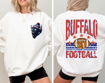 Retro Buffalo Football Sweatshirt: Mascot Game Day Crewneck