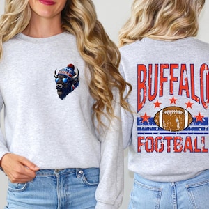Retro Buffalo Football Sweatshirt: Mascot Game Day Crewneck image 3