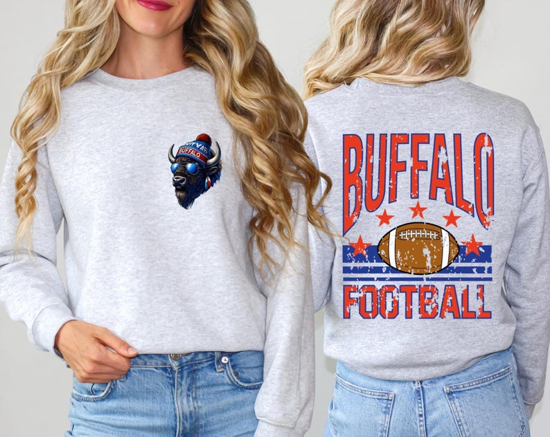 Retro Buffalo Football Sweatshirt: Mascot Game Day Crewneck image 3