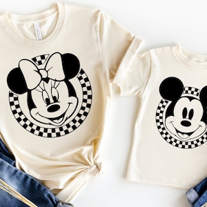 Retro Disney Shirts, Mickey Checkered Shirt, Disney Family Shirts, Minnie Mouse Tees, Vintage Disney Tee, Disneyland, Disneyworld Shirts