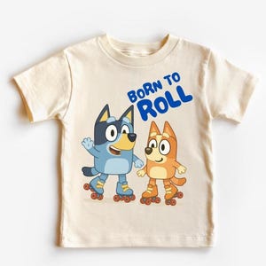 Born to Roll Bluey Skater Tee – Kids Skateboard Shirt