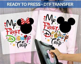 My First Disney Trip Dtf Transfers, Mickey & Minnie Ready To Print Sheet, Disney Heat Press, Disneyworld Iron On Transfer for Apparel