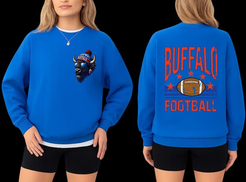 Retro Buffalo Football Sweatshirt: Mascot Game Day Crewneck image 5