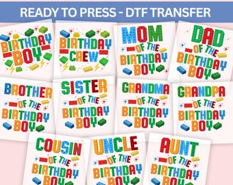 Birthday Boy DTF Transfer: Building Block Theme Iron On