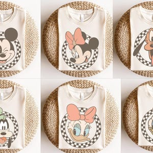 Retro Disney Shirts, Mickey Checkered Shirt, Disney Family Shirts, Minnie Mouse Tees, Vintage Disney Tee, Disneyland, Disneyworld Shirts