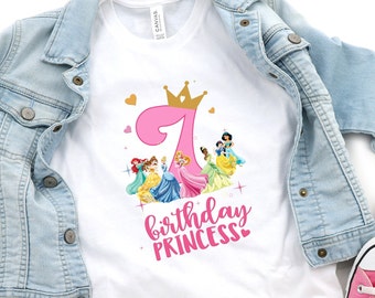 Disney princess birthday shirt, disney birthday shirt, girl birthday shirt, birthday shirt, disney shirt, 1st birthday, 7th birthday shirt