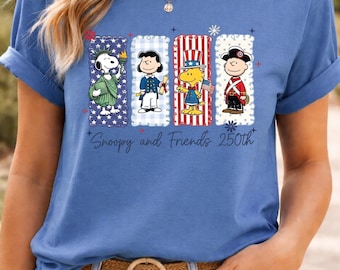 Cute Cartoon America 250 Anniversary Shirt, Patriotic Dog Cartoon Tee