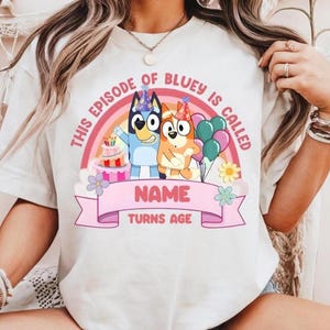 Custom Birthday Girl Shirt Personalized Birthday Party Shirt Birthday Girl Shirts Cute Birthday Shirt Cute Blue Dog Tee Birthday Toddler Tee