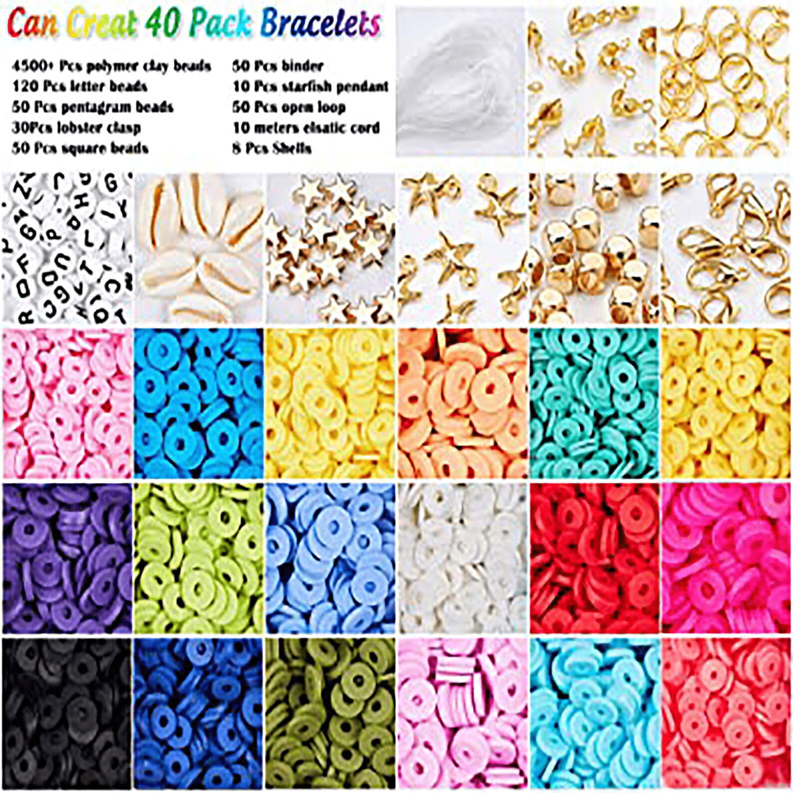 4800Pcs Flat Round Polymer Clay Spacer Beads DIY Craft Kit Etsy