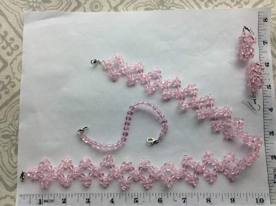 Pink necklace and earrings set - image 1