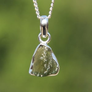 Authentic Raw Moldavite Pendant , Genuine Meteorite Tektite Jewelry , Certified Moldavite From Czech Republic , Spiritual Healing Jewelry