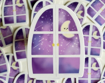 Lavender Starry Night window Vinyl sticker
