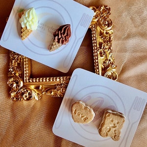 3D mini pair of Soft serve or Cookies pin set with rubber backings