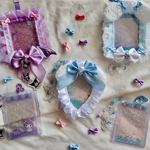 Cinnamoroll und Kuromi Thema verzierte Toploader mit Charakter Fotofolie für Fotokarte und Mini-Poloroid