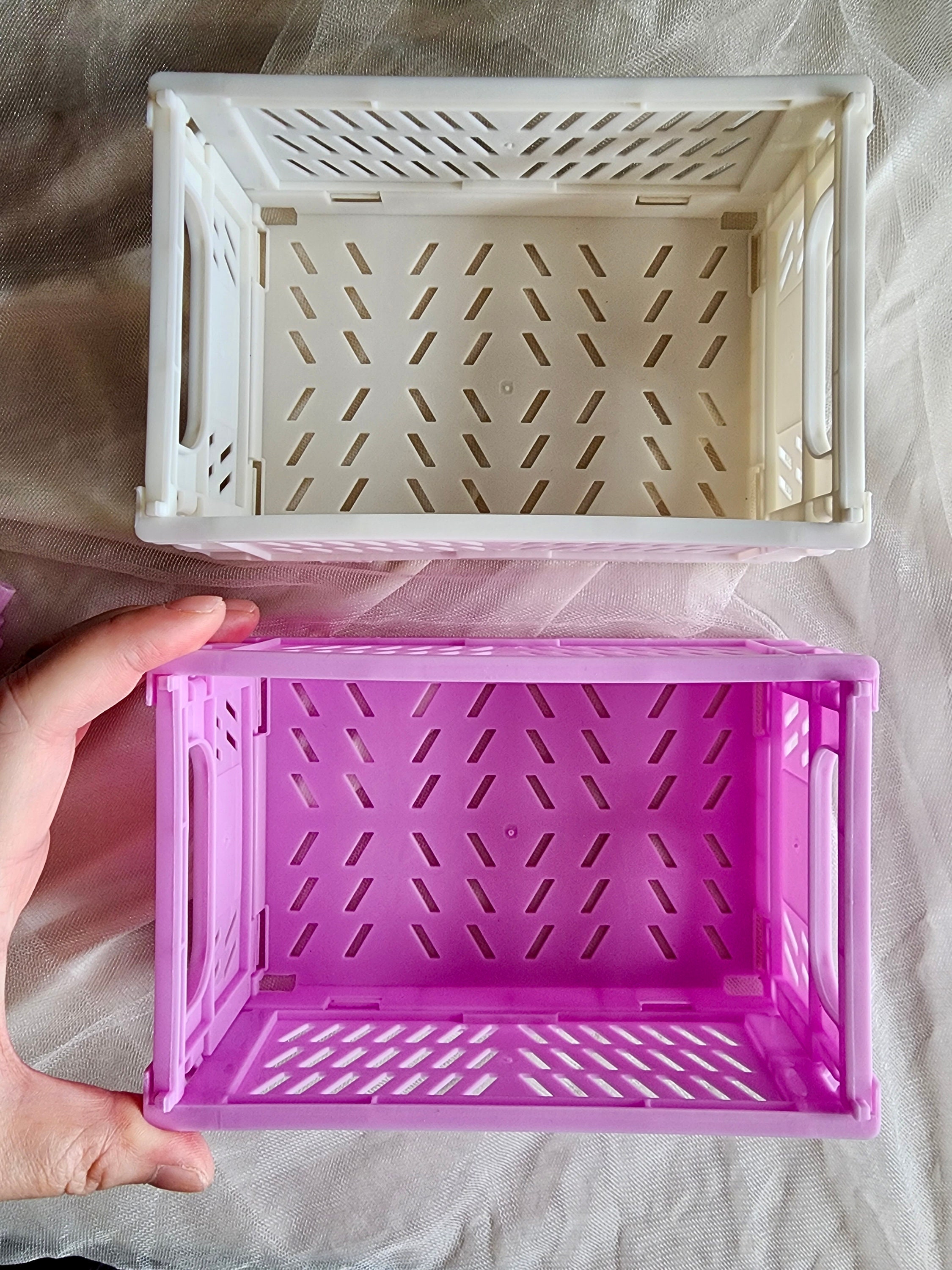 Small Stackable Folding Storage Crate Lavender/white Etsy