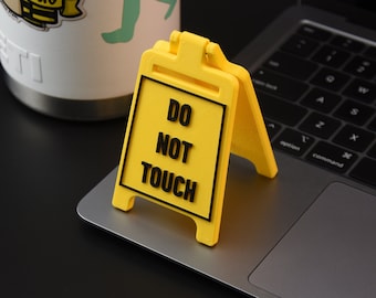 Mini Caution Floor Sign | Custom Text | Wet Floor Sign | Don&#39;t touch! | Desk Toy | Office Toy