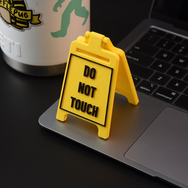 Mini Caution Floor Sign | Custom Text | Wet Floor Sign | Don't touch! | Desk Toy | Office Toy