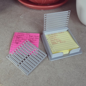 Sticky Note Stencils with Holder | 3x3 Note Holder | Checklist Guide | Desk Organizer | Rubber Feet | Todo List