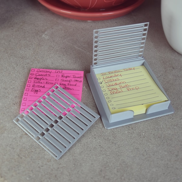 Sticky Note Stencils with Holder | 3x3 Note Holder | Checklist Guide | Desk Organizer | Rubber Feet | Todo List