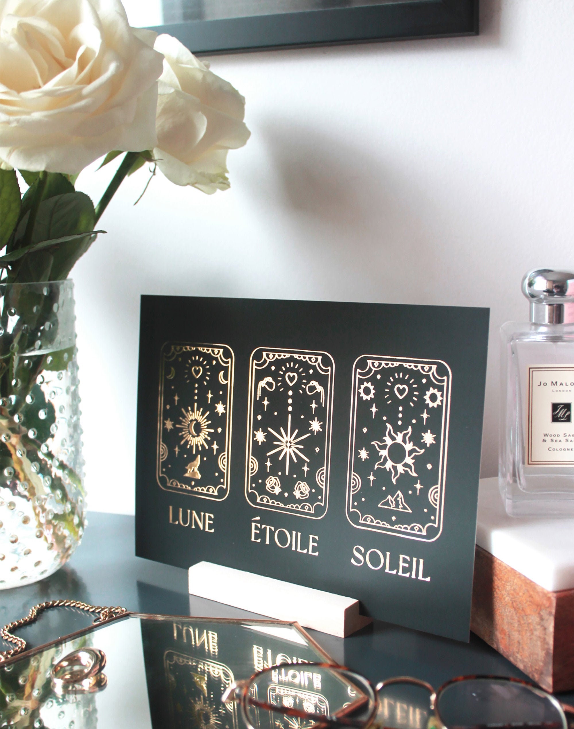 Tarot cards print black and gold / Tarot wall art / Tarot Etsy