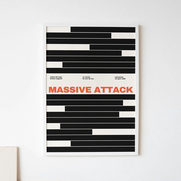 Massive Attack Mezzanine Poster | Vintage | Tour Merch | Music Gift | Music Wall Decor | Minimalist | Mid-Century Modern | Typography Poster