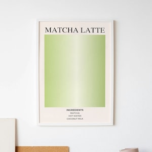Matcha Latte Minimalist Poster | Tea Coffee Print | Retro Beverage Poster | Kitchen Decor | Minimalist Wall Art Print | Mid Century Modern