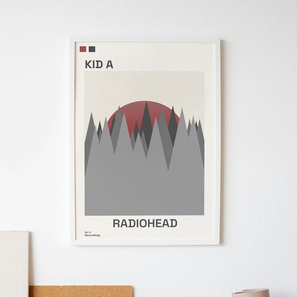 Kid A - Radiohead Minimalist Poster | Album Cover Poster | Music Gift | Music Wall Decor | Album Art | Mid-Century Modern | MCM
