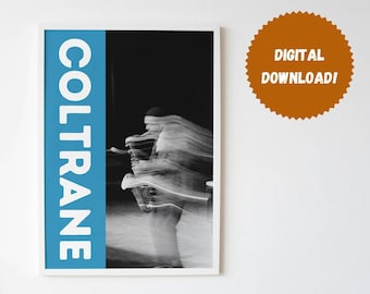 John Coltrane Digital Download | Jazz Music | Music Gift | Music Wall Decor | Minimalist | Mid-Century Modern | Typography | Jazz Art