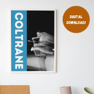 John Coltrane Digital Download | Jazz Music | Music Gift | Music Wall Decor | Minimalist | Mid-Century Modern | Typography | Jazz Art