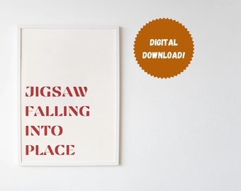 Jigsaw Falling Into Place Digital Download | Radiohead | Typography | In Rainbows Digital Download | Minimalist | Mid Century Modern