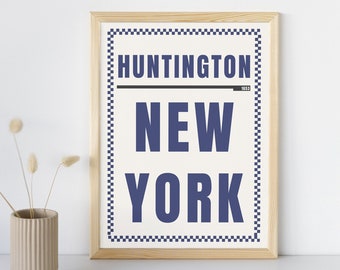 Huntington Minimalistic Poster | Huntington New York | Typography Poster | Travel Print | New York Wall Decor | Long Island New York