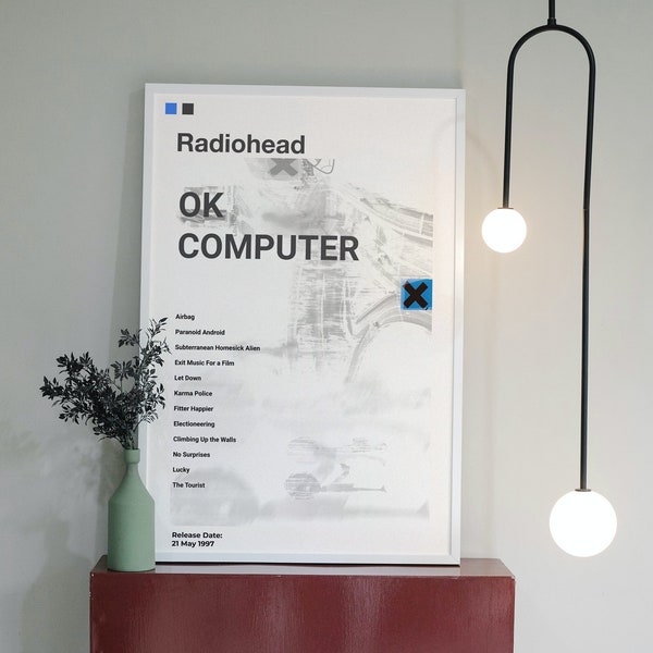 OK Computer Radiohead Inspired Minimalist Poster | Album Cover Poster | Music Gift | Music Wall Decor | Album Art | Mid-Century Modern | MCM