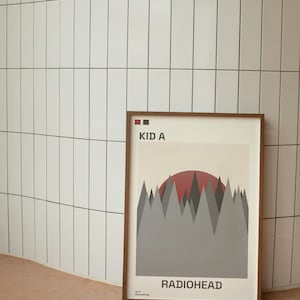Kid A Radiohead Minimalist Poster Album Cover Poster Music Gift Music Wall Decor Album Art Mid-Century Modern MCM image 6
