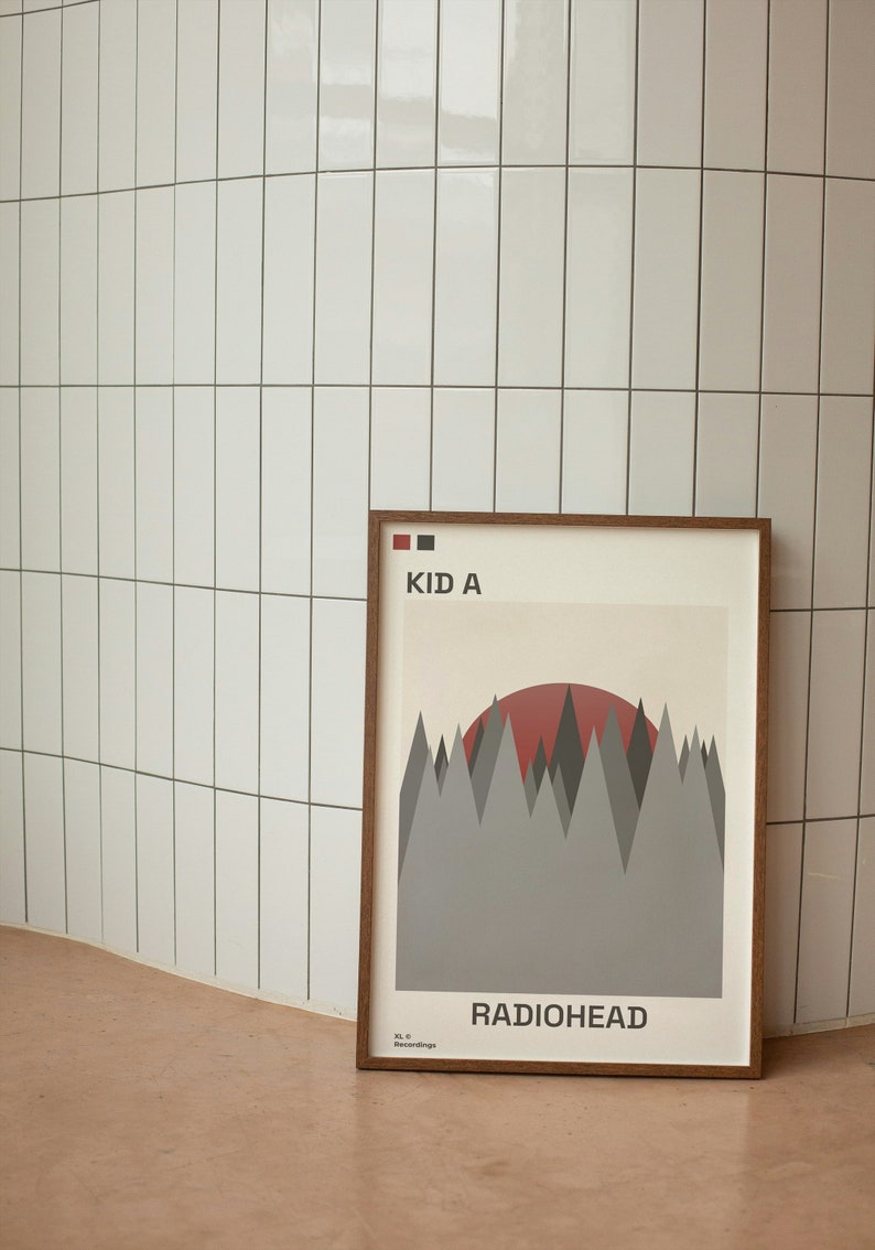 Kid A Radiohead Minimalist Poster Album Cover Poster Music Gift Music Wall Decor Album Art Mid-Century Modern MCM image 6