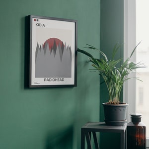 Kid A Radiohead Minimalist Poster Album Cover Poster Music Gift Music Wall Decor Album Art Mid-Century Modern MCM image 3