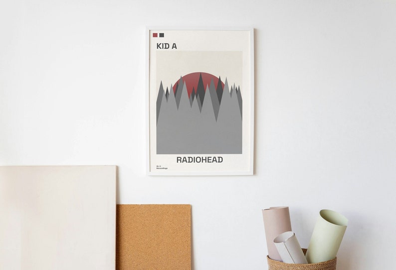 Kid A Radiohead Minimalist Poster Album Cover Poster Music Gift Music Wall Decor Album Art Mid-Century Modern MCM image 1