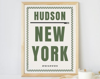 Hudson NY Minimalistic Poster | Hudson New York | Typography Poster | Travel Print | New York Wall Decor | Upstate New York