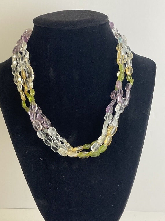 Fluorite And Sterling Necklace Multicolored Pastel